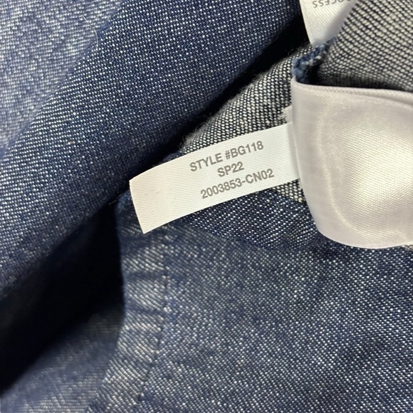 J. CREW BG118 COTTON CHAMBRAY DENIM BLUE SMOCKED PUFF SLEEVE MINI DRESS - Picture 15 of 15